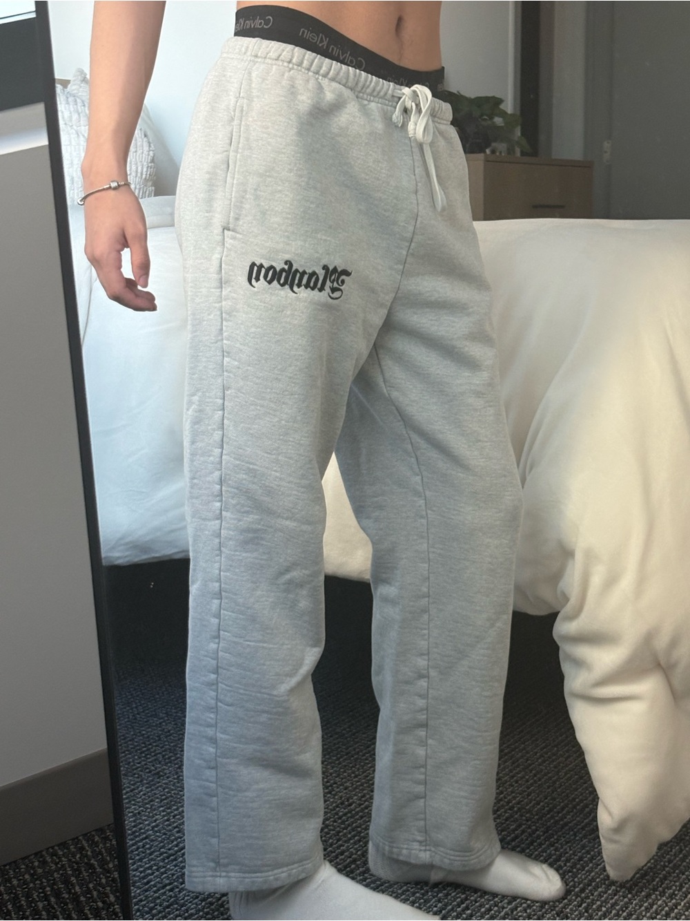 Playboy grey sweatpants with black logo
